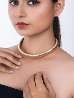 Golden Choker Neckpiece - Bojoya Jewellery