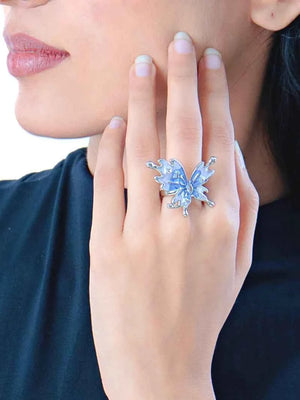 Butterfly Statement Ring Adjustable Lavender