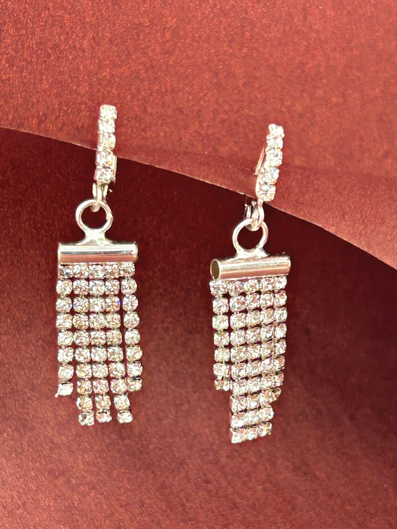 Cz Stone Hoop Dangler Earrings - Bojoya Jewellery