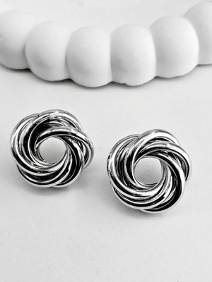Silver Knot Stud Earrings - Bojoya Jewellery