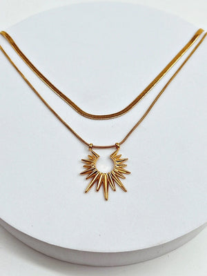 2 Layer Sun Chain Pendant Gold Anti Tarnish - Bojoya Jewellery