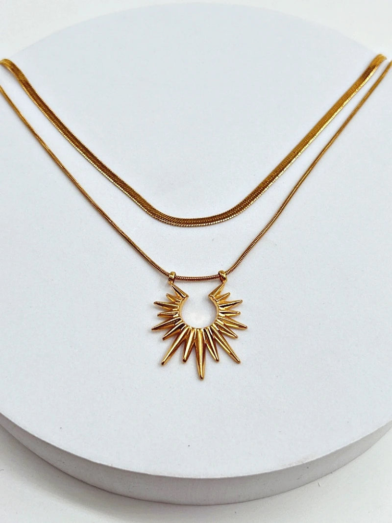 2 Layer Sun Chain Pendant Gold Anti Tarnish - Bojoya Jewellery