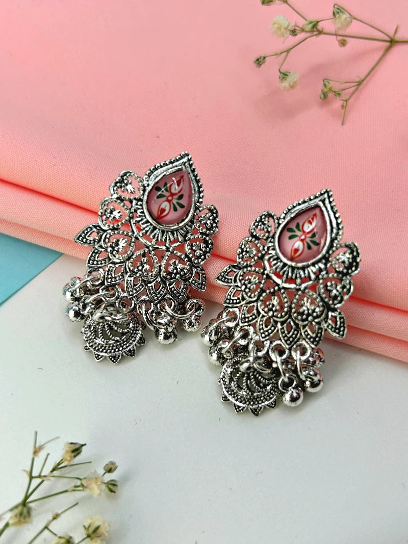 Oxidized Drop Jhumkas - Bojoya Jewellery
