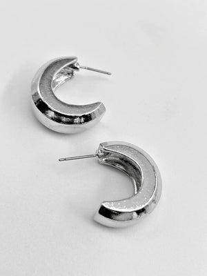 Chunky Silver Half Hoop Statement Earrings - Bojoya Jewellery