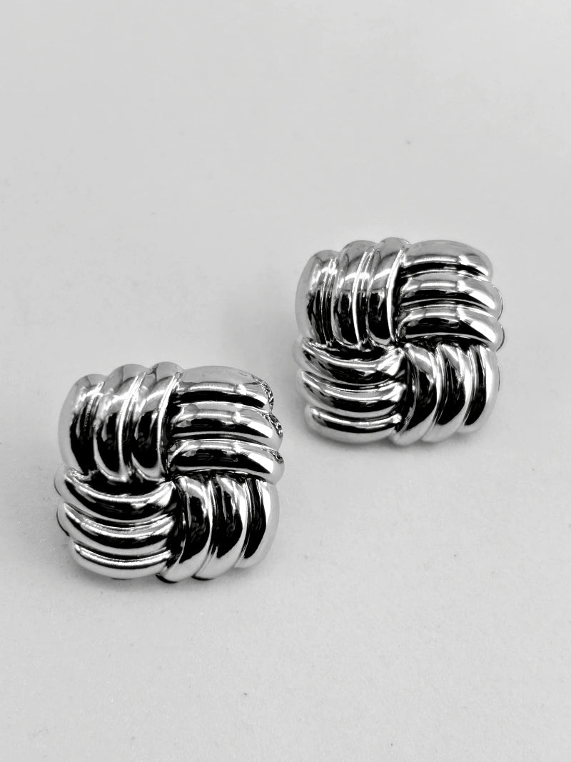 Chunky Silver Statement Earrings - Bojoya Jewellery