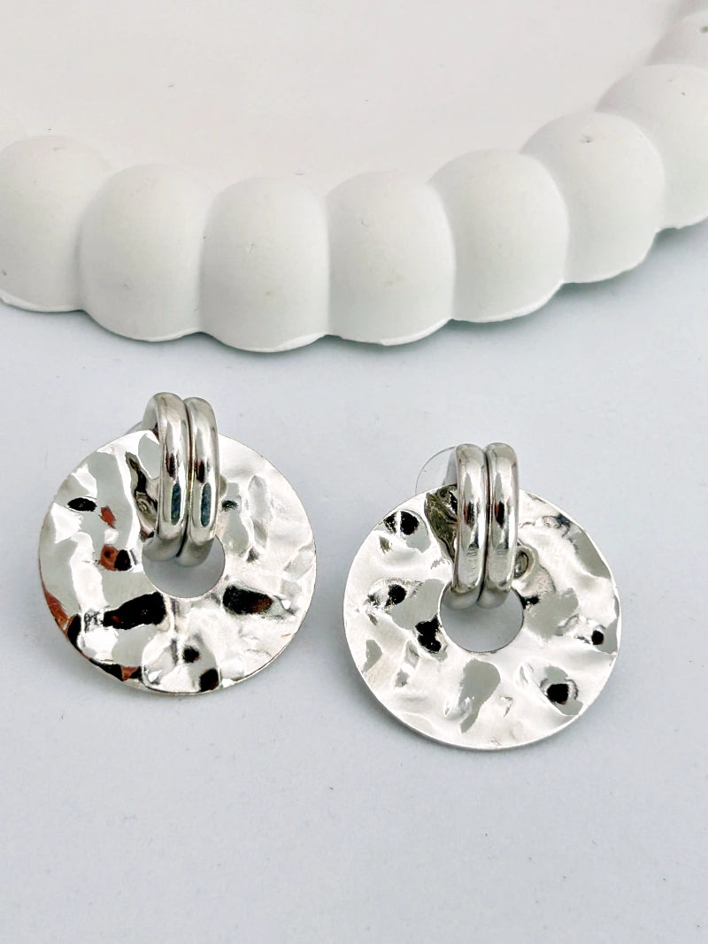 Chunky Silver Hanging Statement Earrings - Bojoya Jewellery