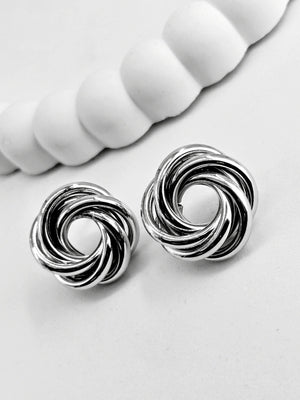 Silver Knot Stud Earrings - Bojoya Jewellery