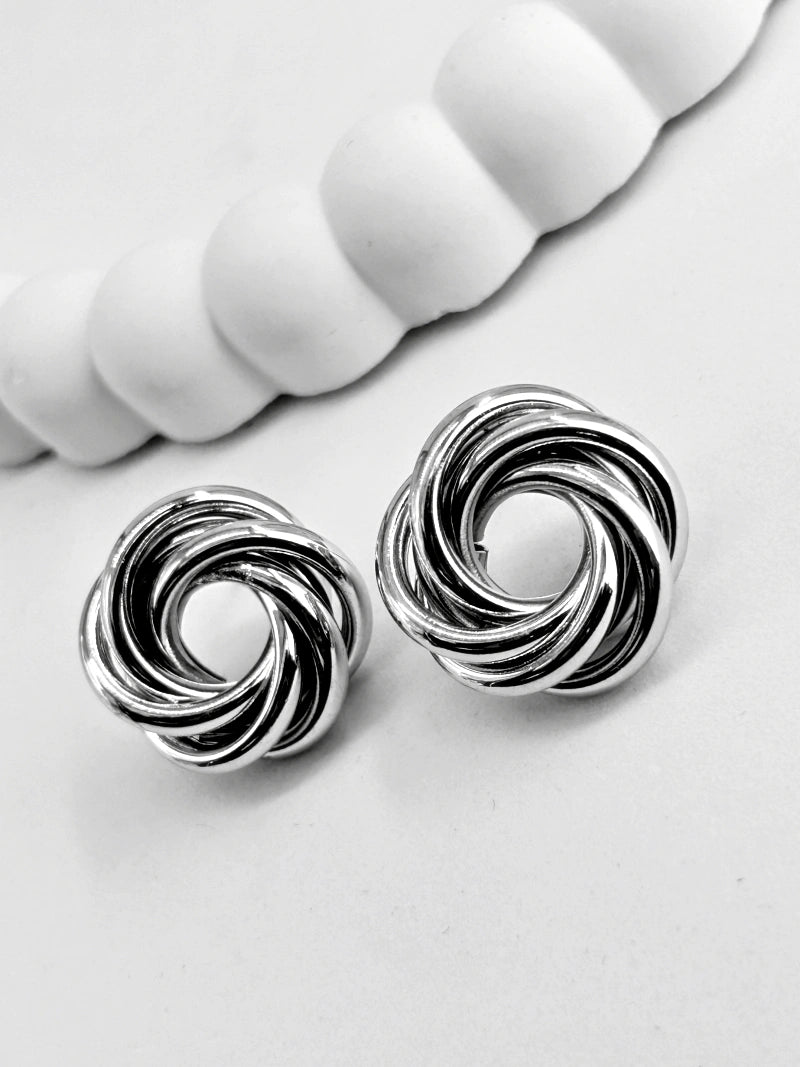 Silver Knot Stud Earrings - Bojoya Jewellery