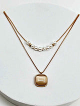 2 Layer Pearl & Stone Gold chain pendant