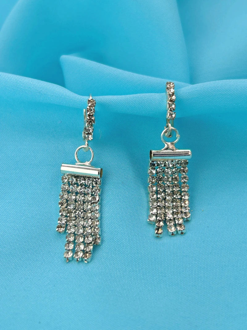 Cz Stone Hoop Dangler Earrings - Bojoya Jewellery