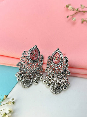 Oxidized Drop Jhumkas - Bojoya Jewellery
