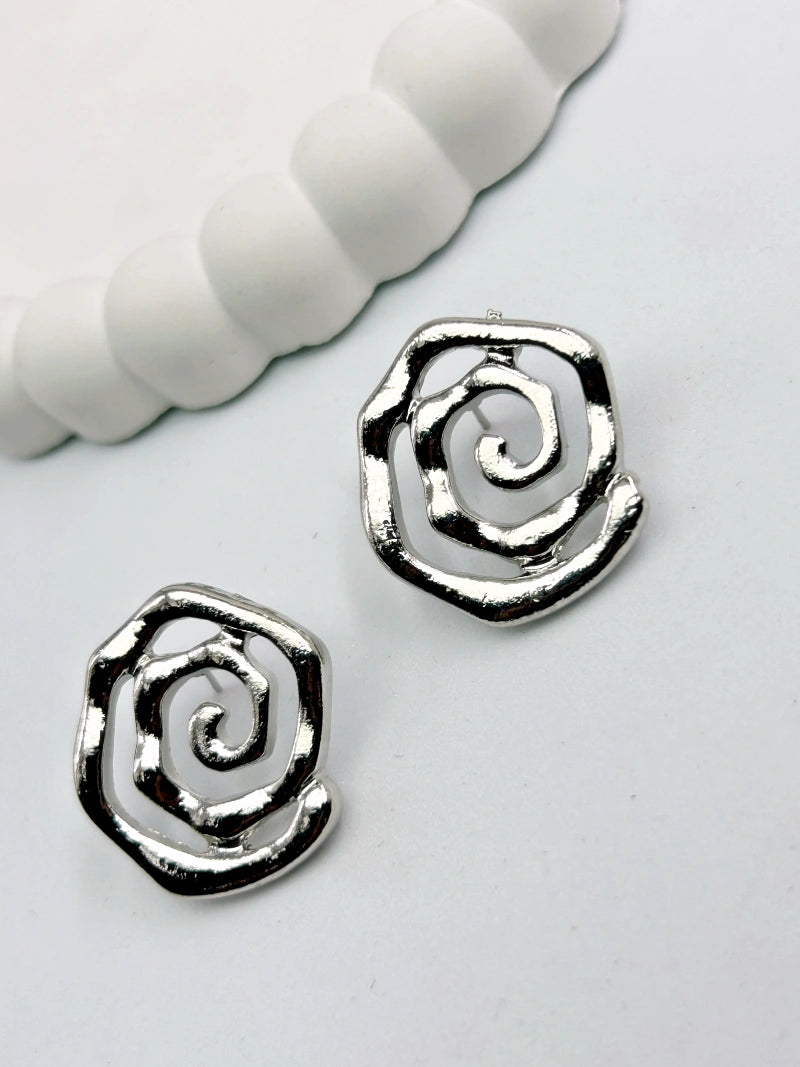 Chunky Silver Statement Earrings - Bojoya Jewellery