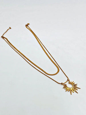 2 Layer Sun Chain Pendant Gold Anti Tarnish - Bojoya Jewellery