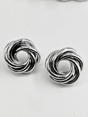 Silver Knot Stud Earrings - Bojoya Jewellery