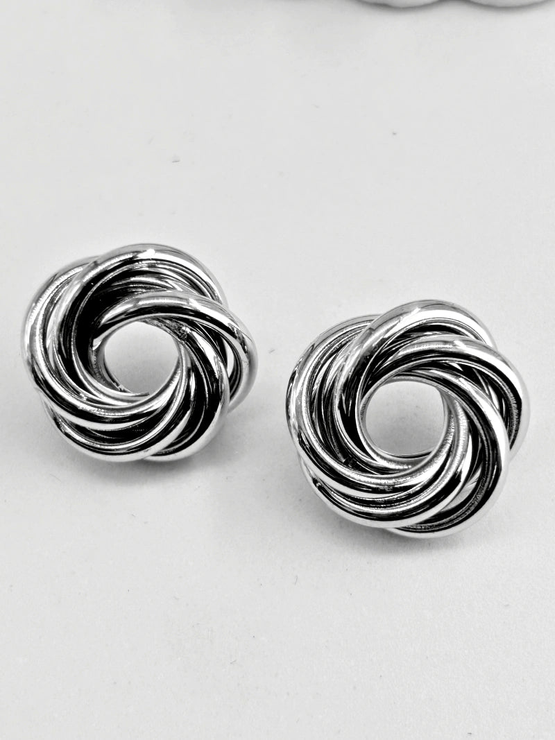 Silver Knot Stud Earrings - Bojoya Jewellery