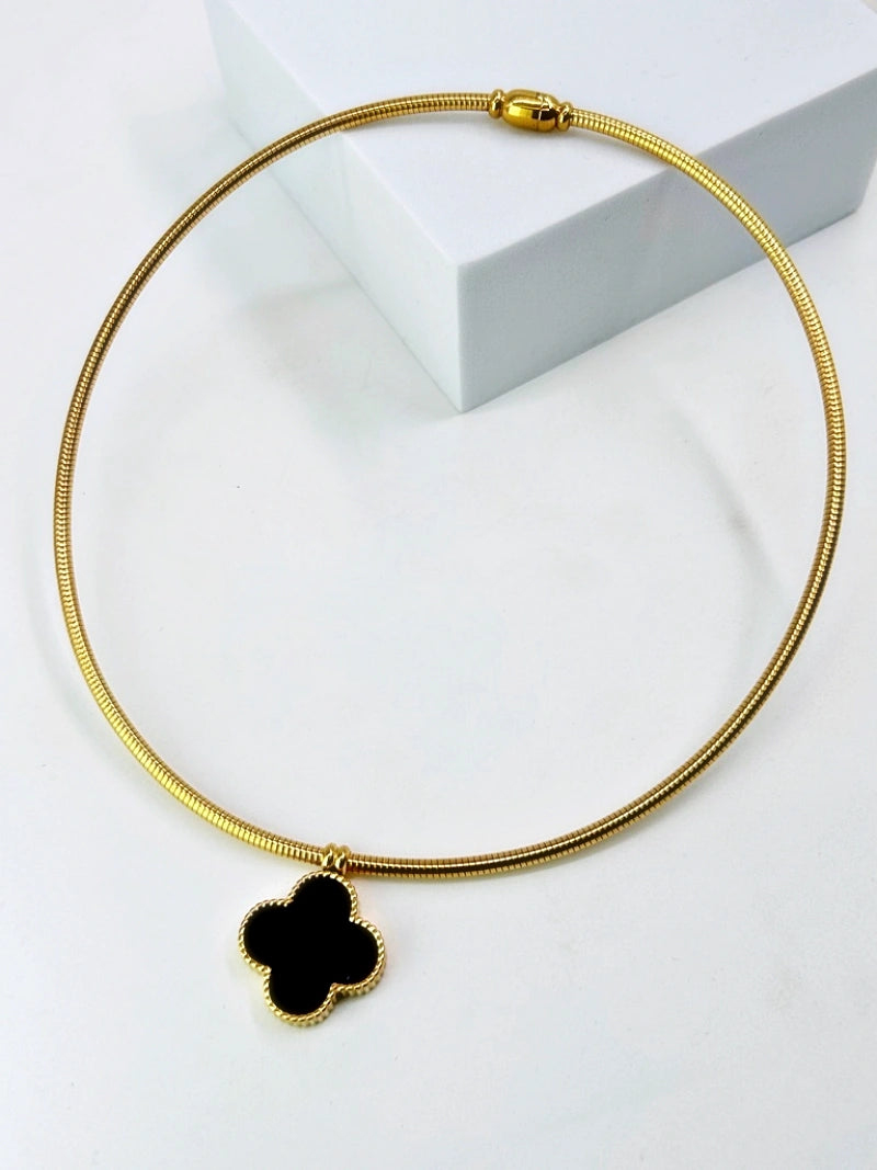 Golden Clover 2 Side Choker Neckpiece
