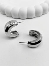 Chunky Silver Half Hoop Statement Earrings - Bojoya Jewellery