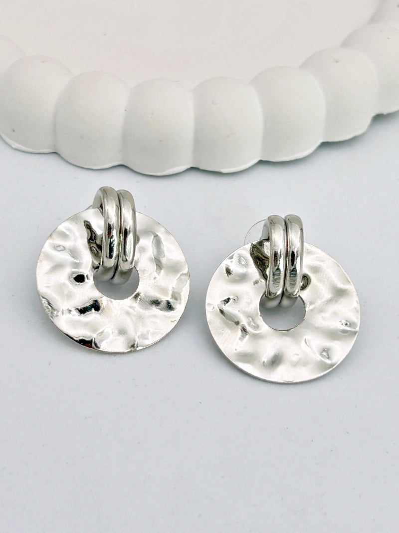 Chunky Silver Hanging Statement Earrings - Bojoya Jewellery