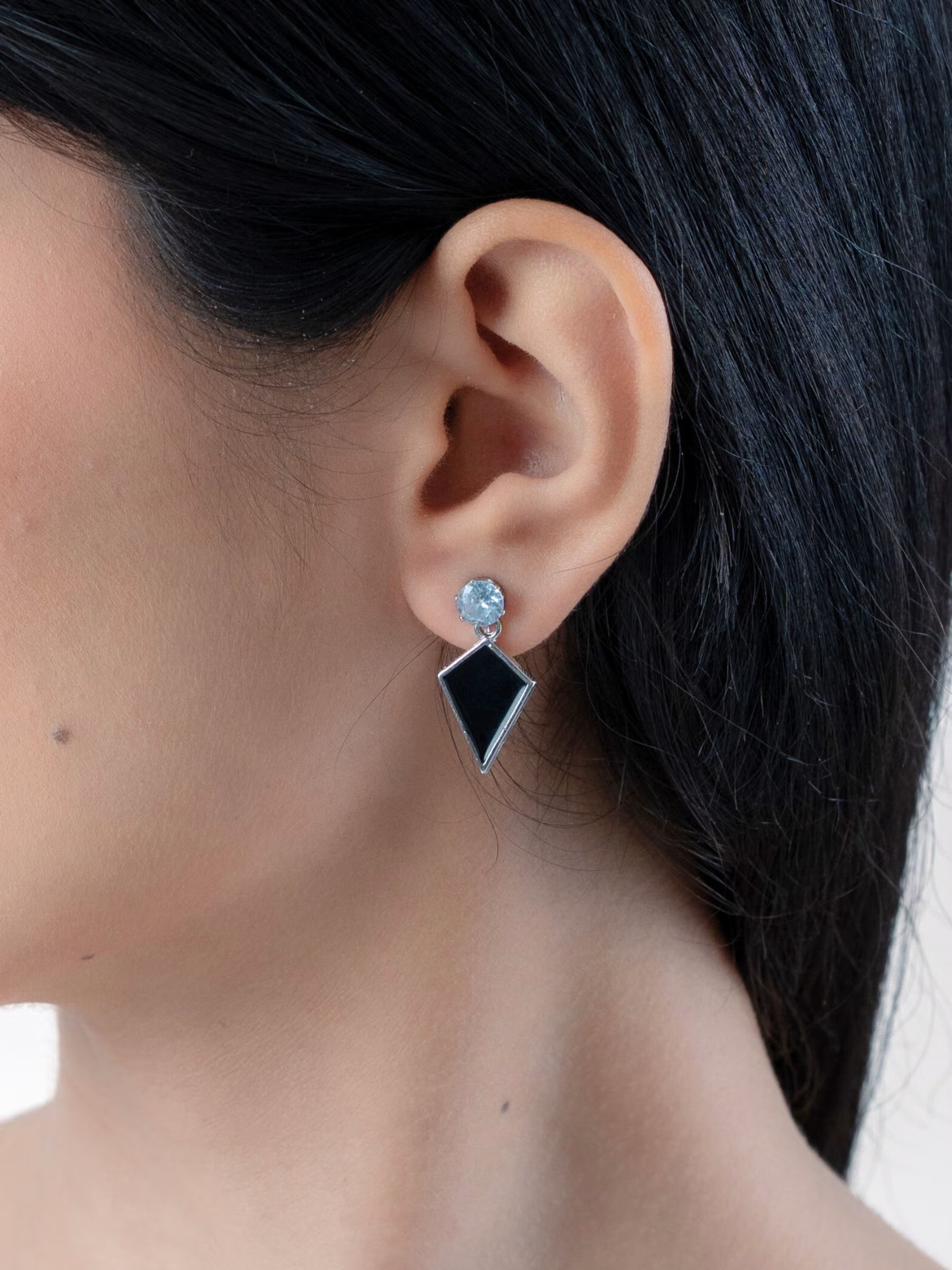 Cz Black Hanging Earrings