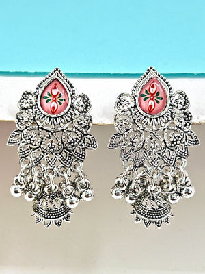 Oxidized Drop Jhumkas - Bojoya Jewellery