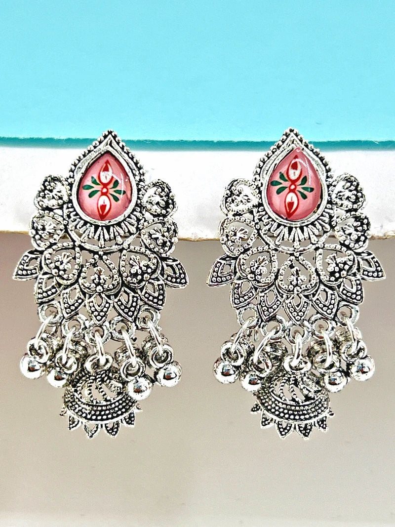 Oxidized Drop Jhumkas - Bojoya Jewellery