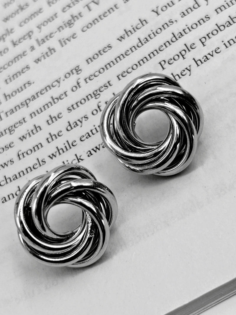 Silver Knot Stud Earrings - Bojoya Jewellery
