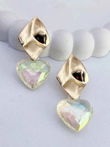Korean Heart Hanging Earrings mixed color