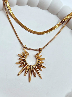 2 Layer Sun Chain Pendant Gold Anti Tarnish - Bojoya Jewellery