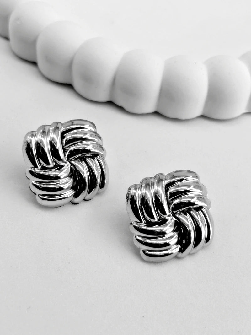 Chunky Silver Statement Earrings - Bojoya Jewellery