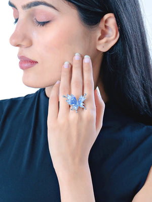 Butterfly Statement Ring Adjustable Lavender - Bojoya Jewellery