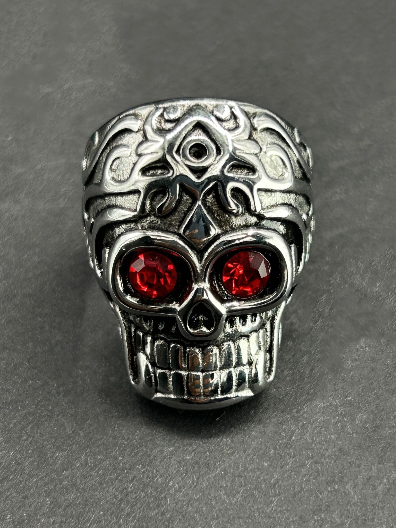 Gemstone Skull Ring Anti Tarnish