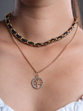 2 Layer Tree Gold chain pendant - Bojoya Jewellery