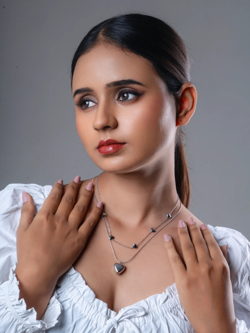 2 Layer Heart chain pendant Anti Tarnish