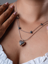 2 Layer Heart chain pendant Anti Tarnish - Bojoya Jewellery