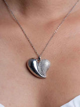 Half Bling Heart chain pendant Anti Tarnish