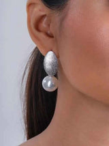 Korean Pearl Hanging Statement Earrings