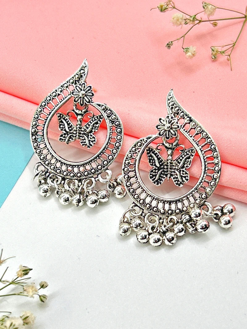 Butterfly Chandbali oxidised Earrings - Bojoya Jewellery