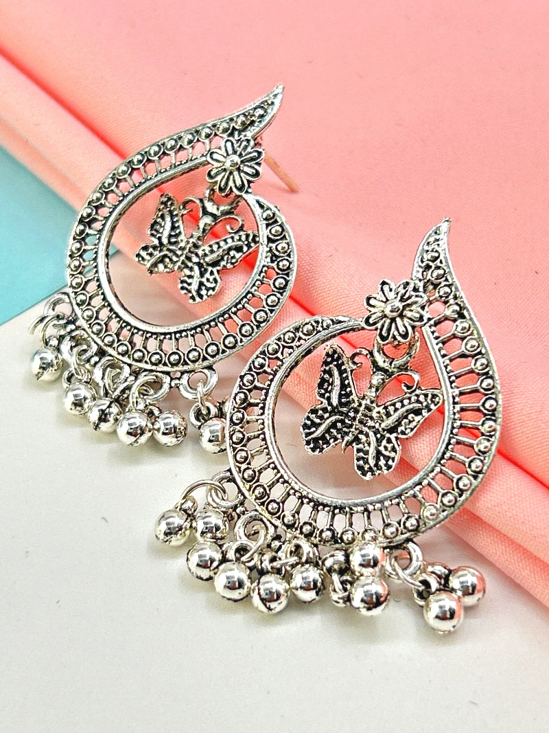 Butterfly Chandbali oxidised Earrings - Bojoya Jewellery