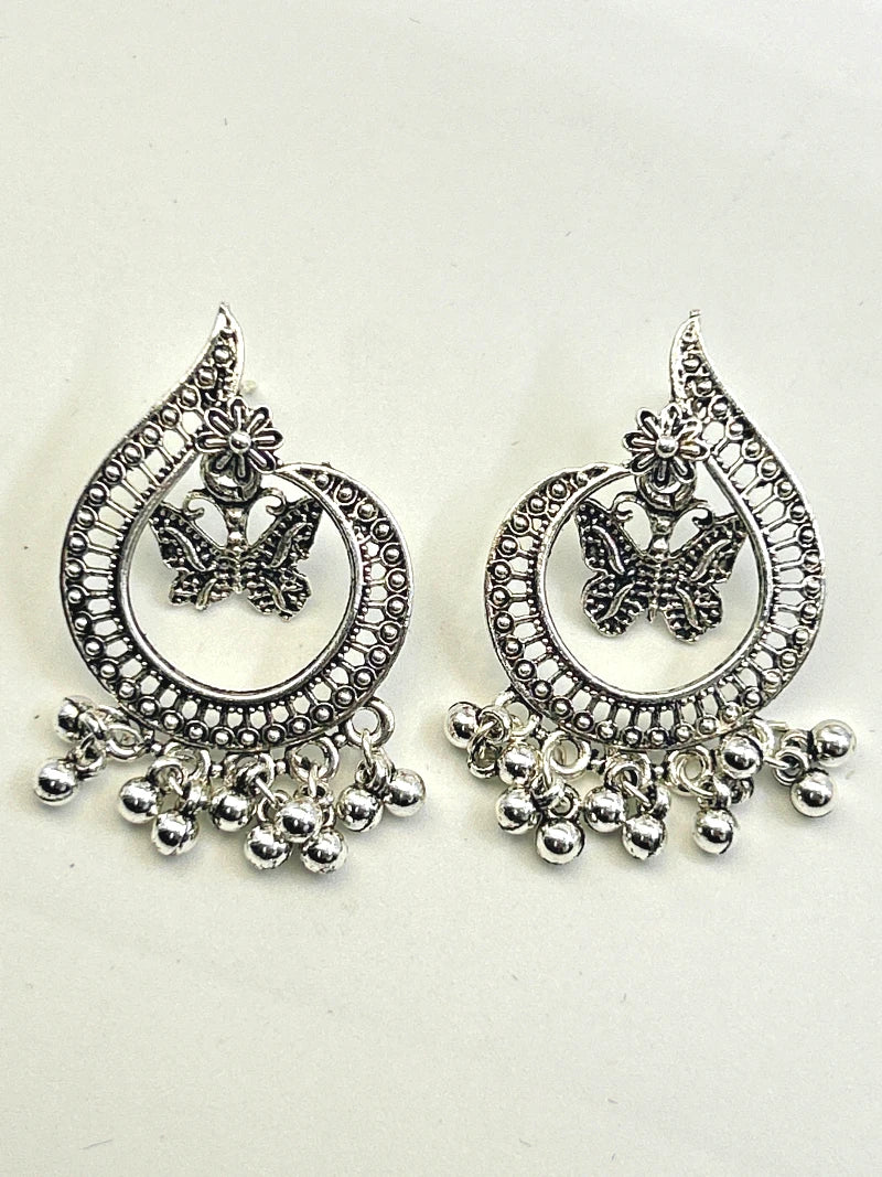 Butterfly Chandbali oxidised Earrings - Bojoya Jewellery