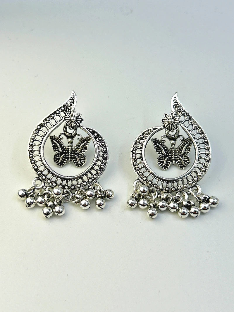 Butterfly Chandbali oxidised Earrings - Bojoya Jewellery