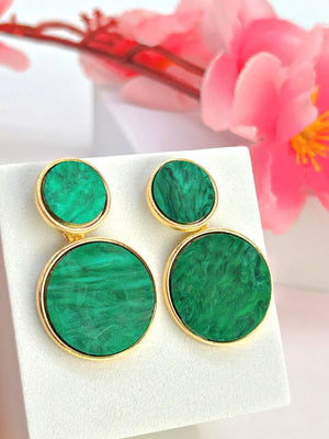 Golden Hanging Elegant Earrings - Green - Bojoya Jewellery