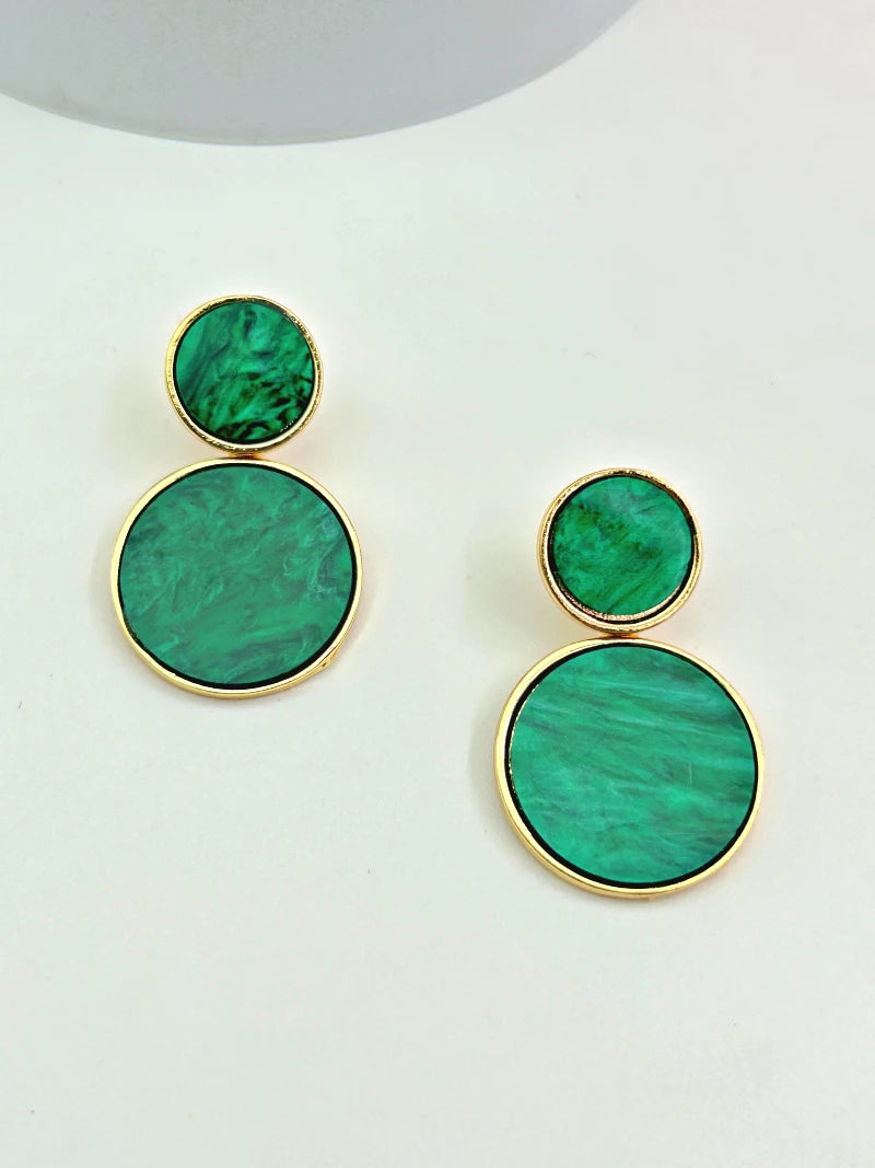 Golden Hanging Elegant Earrings - Green - Bojoya Jewellery