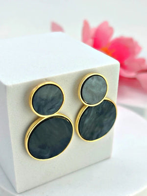 Golden Hanging Elegant Earrings - Black - Bojoya Jewellery