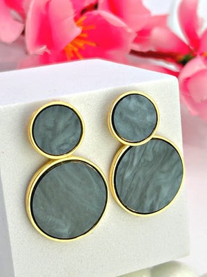 Golden Hanging Elegant Earrings - Black - Bojoya Jewellery