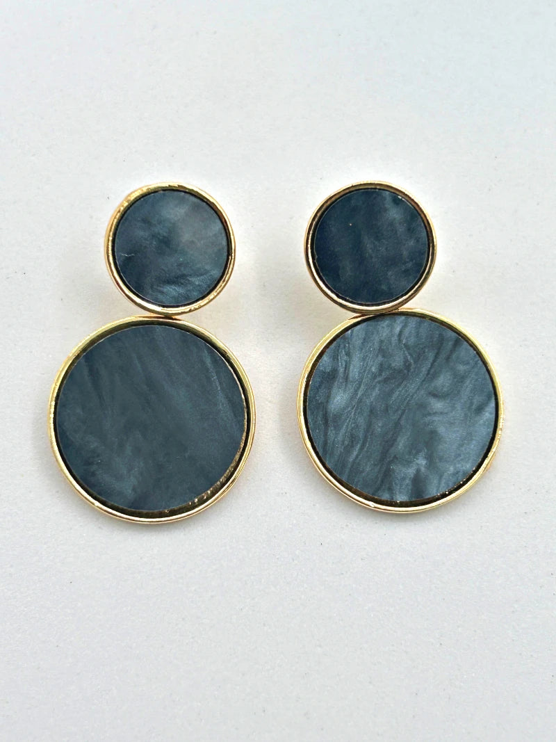 Golden Hanging Elegant Earrings - Black - Bojoya Jewellery