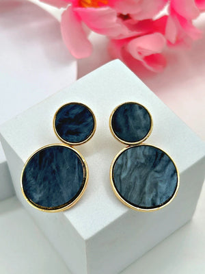 Golden Hanging Elegant Earrings - Black - Bojoya Jewellery