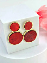 Golden Hanging Elegant Earrings - Red