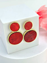 Golden Hanging Elegant Earrings - Red - Bojoya Jewellery