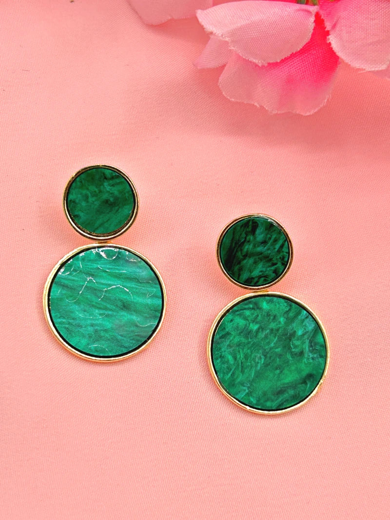 Golden Hanging Elegant Earrings - Green - Bojoya Jewellery