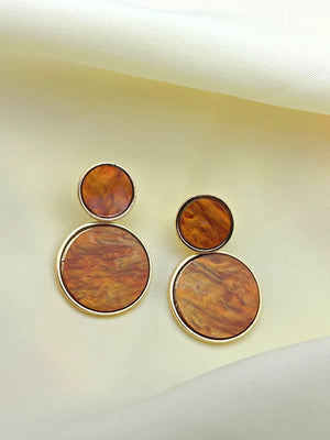 Golden Hanging Elegant Earrings - Brown - Bojoya Jewellery
